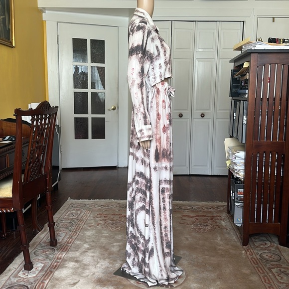 Poustovit Designer Runway Custom Print Silk Long Sleeve Maxi Dress Size M / L - Picture 9 of 12